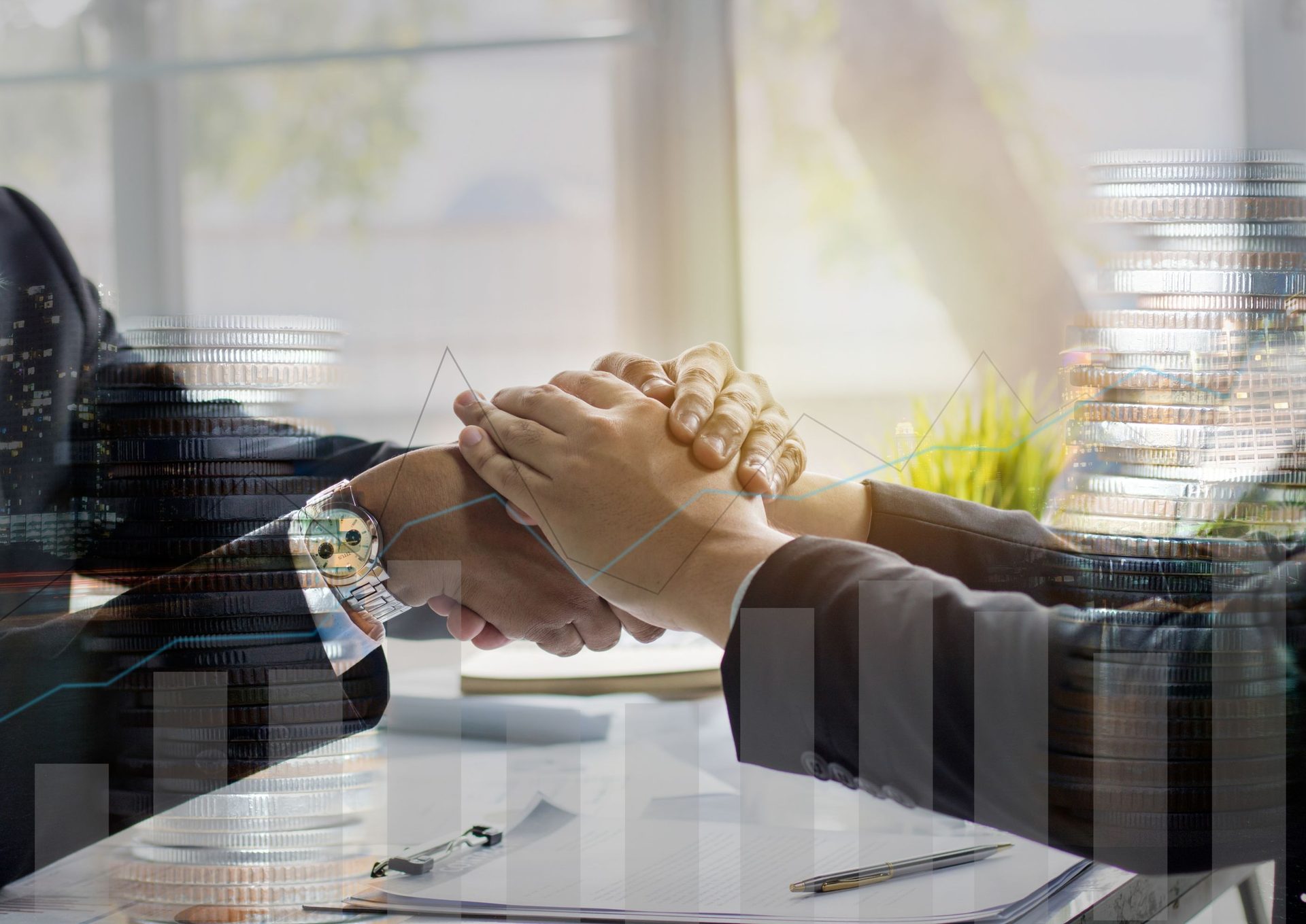 Illustration of two connected organizations forming a partnership