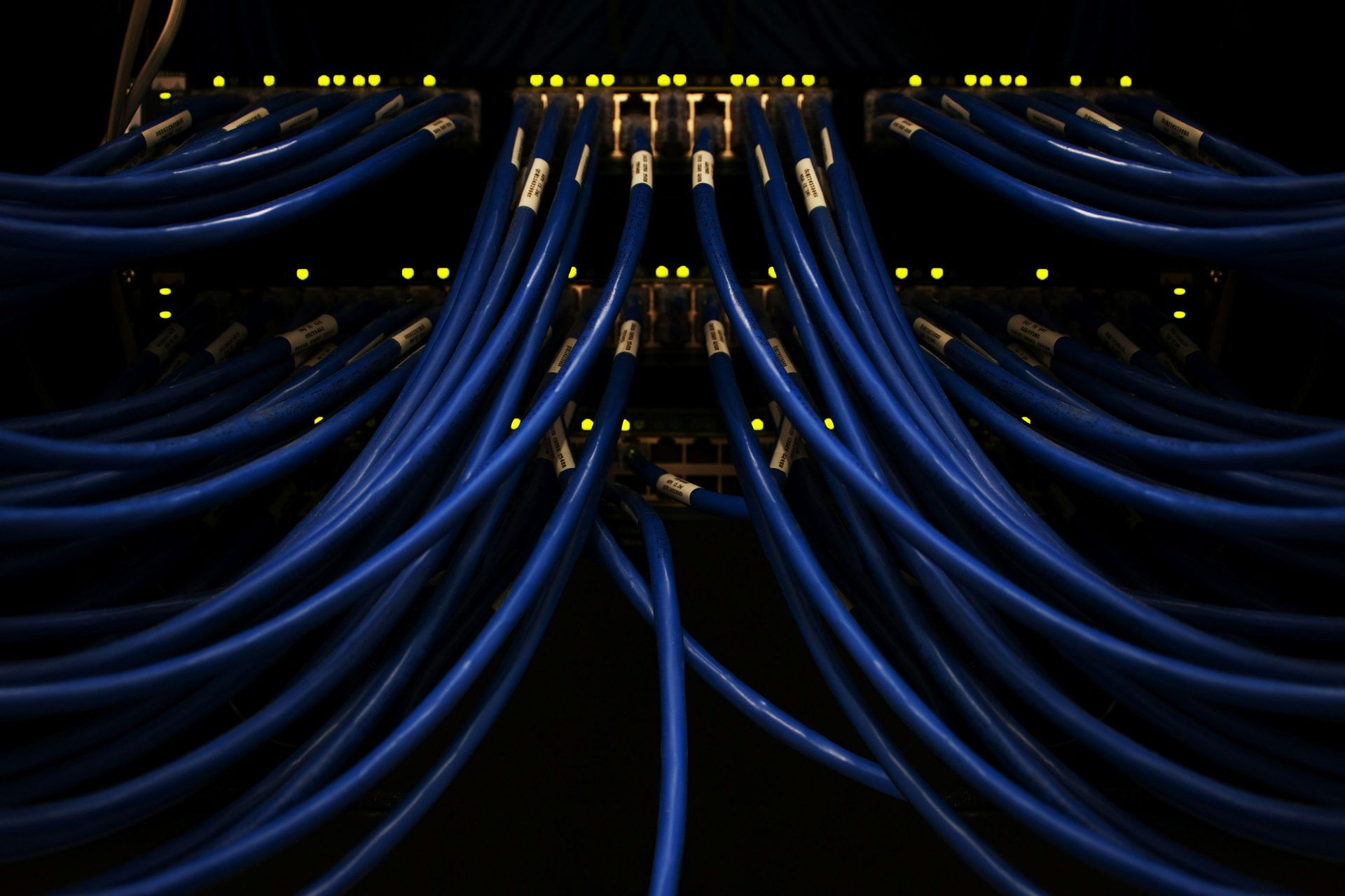 Illustration of a server rack and connected network tower