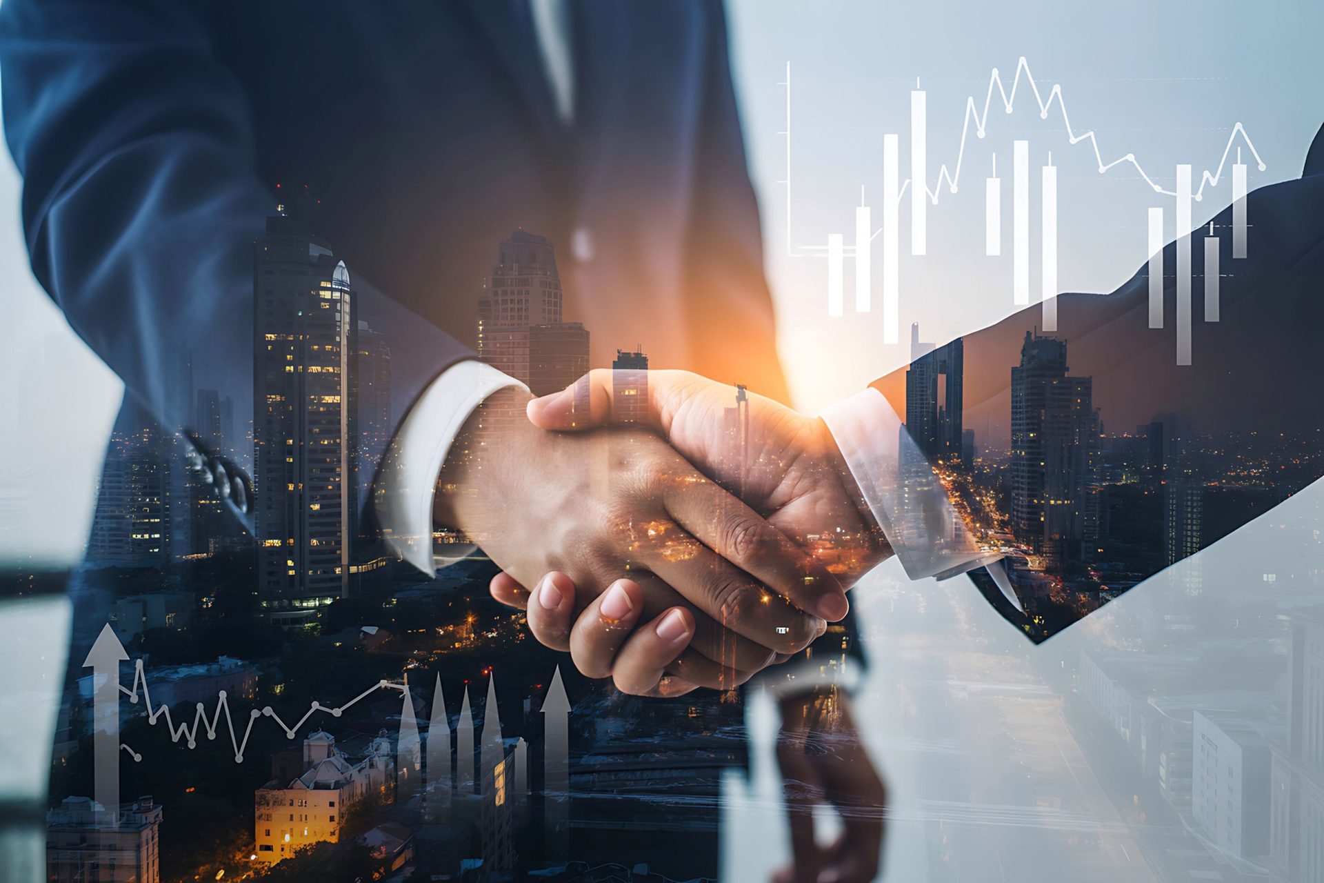 Business handshake representing global collaboration